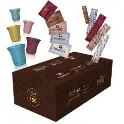 Kit Accessori Lollo Caffe da 100 pezzi | bicchierini, palettine e zucchero